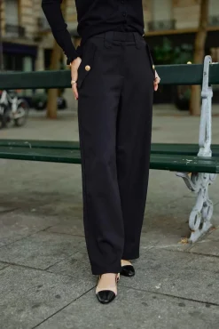 LA PETITE ÉTOILE Pantalons & Jeans|Pantalon Riel Noir