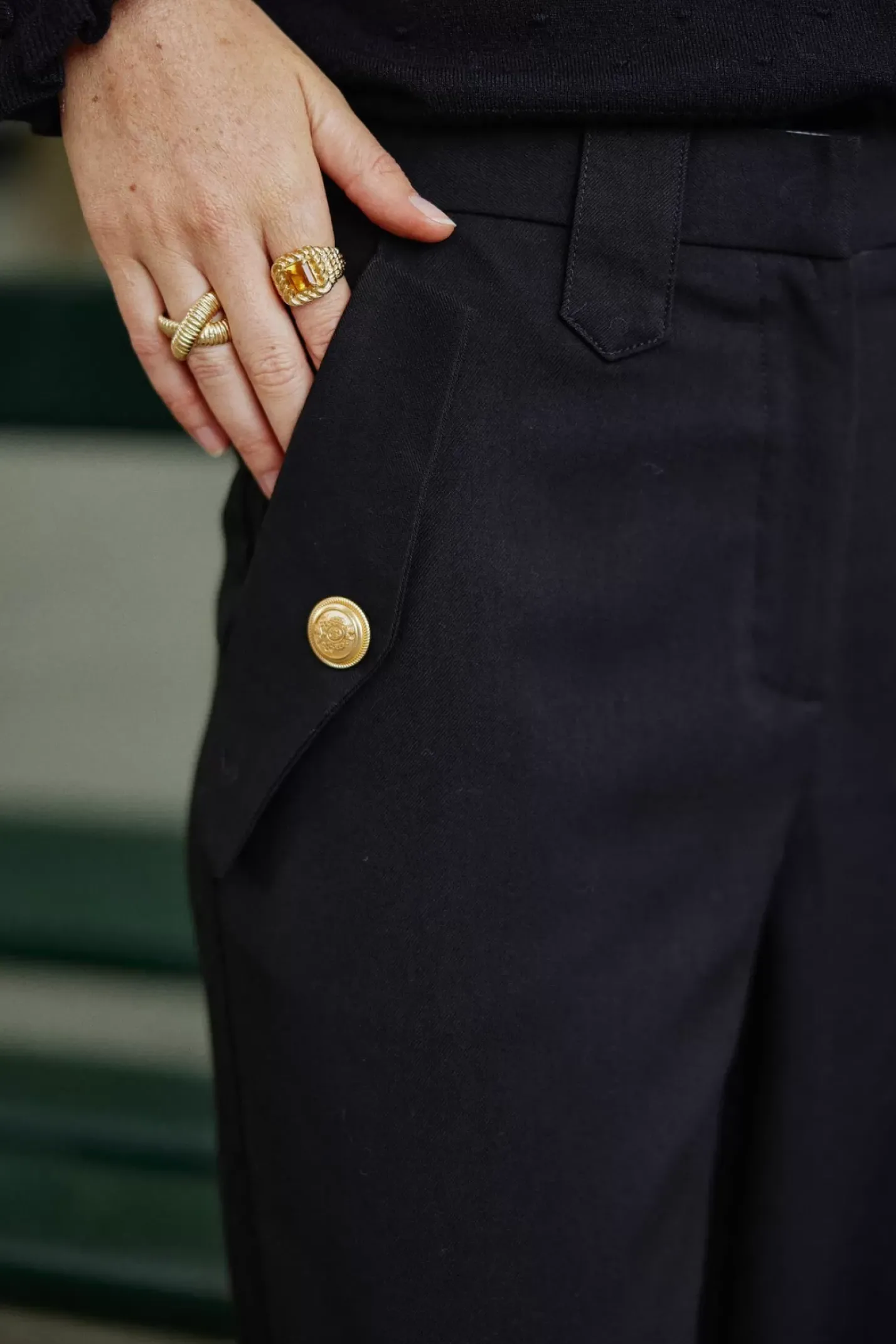 LA PETITE ÉTOILE Pantalons & Jeans|Pantalon Riel Noir