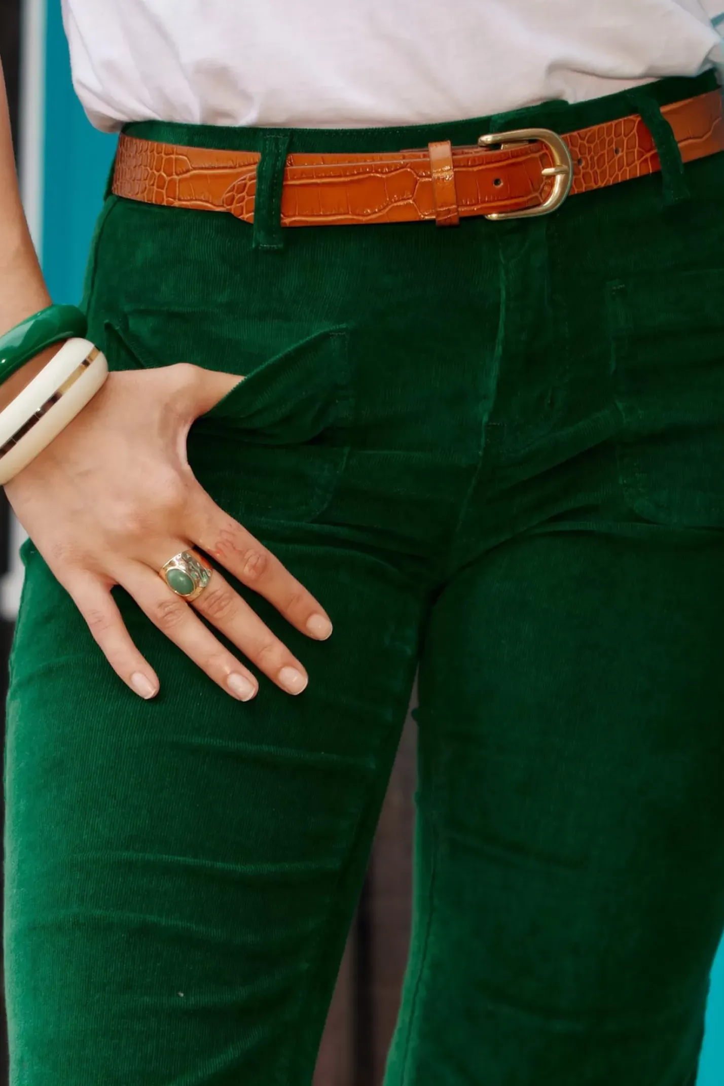 LA PETITE ÉTOILE Pantalons & Jeans|Pantalon Sonny Velours Vert