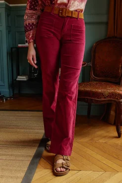 LA PETITE ÉTOILE Pantalons & Jeans|Pantalon Sonny Velours Framboise