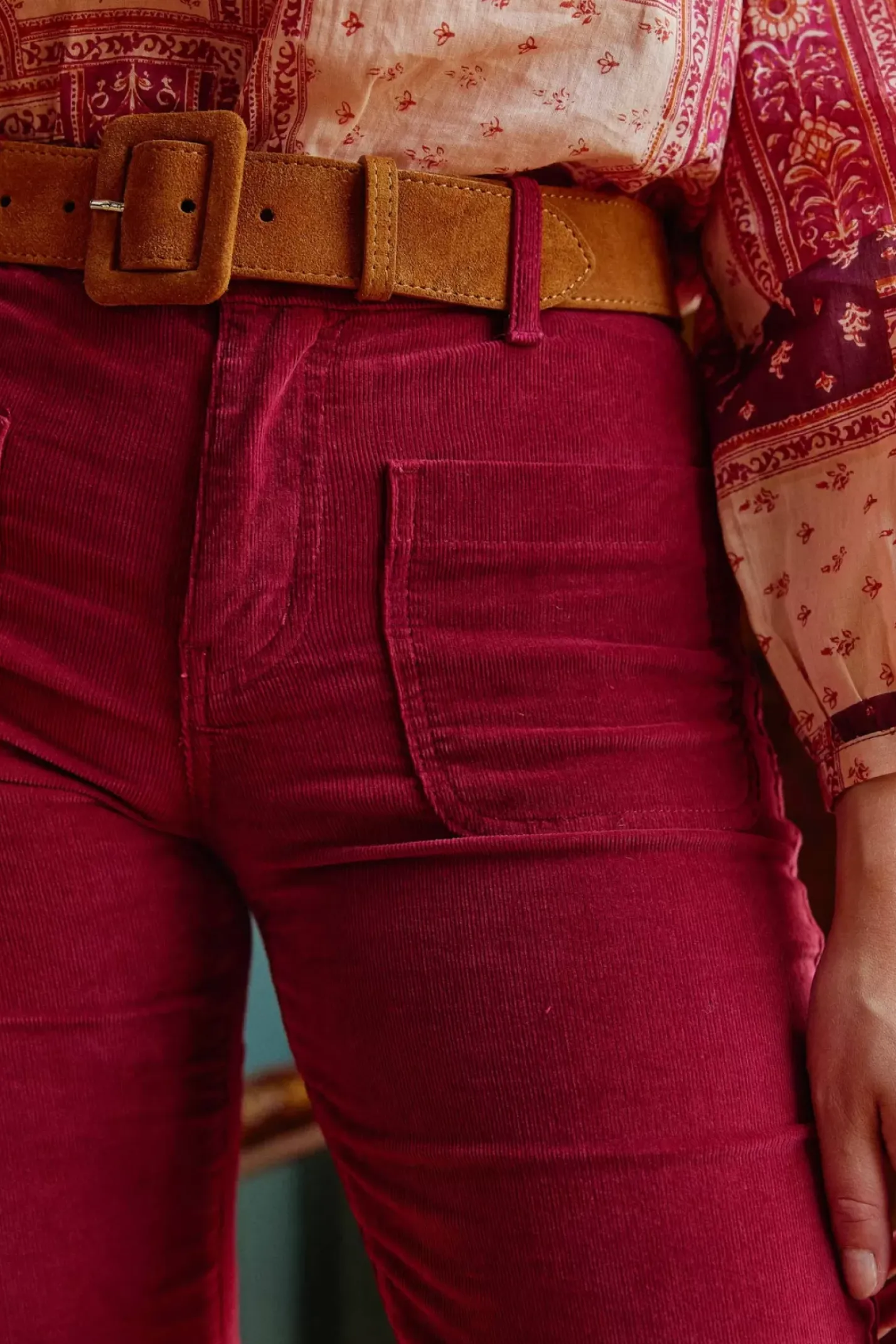 LA PETITE ÉTOILE Pantalons & Jeans|Pantalon Sonny Velours Framboise