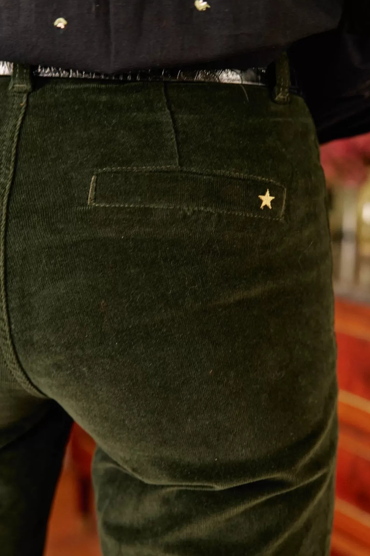 LA PETITE ÉTOILE Pantalons & Jeans|Pantalon Sonny Velours Vert Fonce