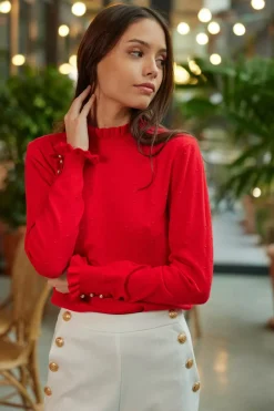 LA PETITE ÉTOILE Mailles|Pull Solferinos Rouge