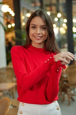 LA PETITE ÉTOILE Mailles|Pull Solferinos Rouge