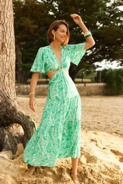 LA PETITE ÉTOILE Robes & Combinaisons|Robe Nemaa Vert/Ecru