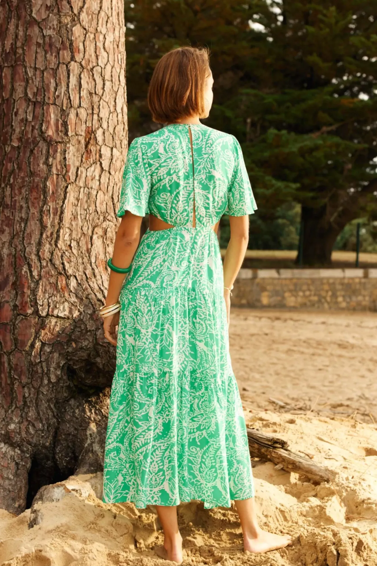 LA PETITE ÉTOILE Robes & Combinaisons|Robe Nemaa Vert/Ecru