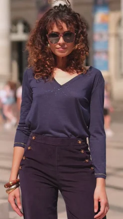LA PETITE ÉTOILE Tops|T-Shirt Calliopy Marine
