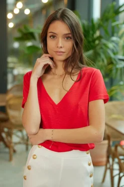 LA PETITE ÉTOILE Tops|T-Shirt Elvie Rouge