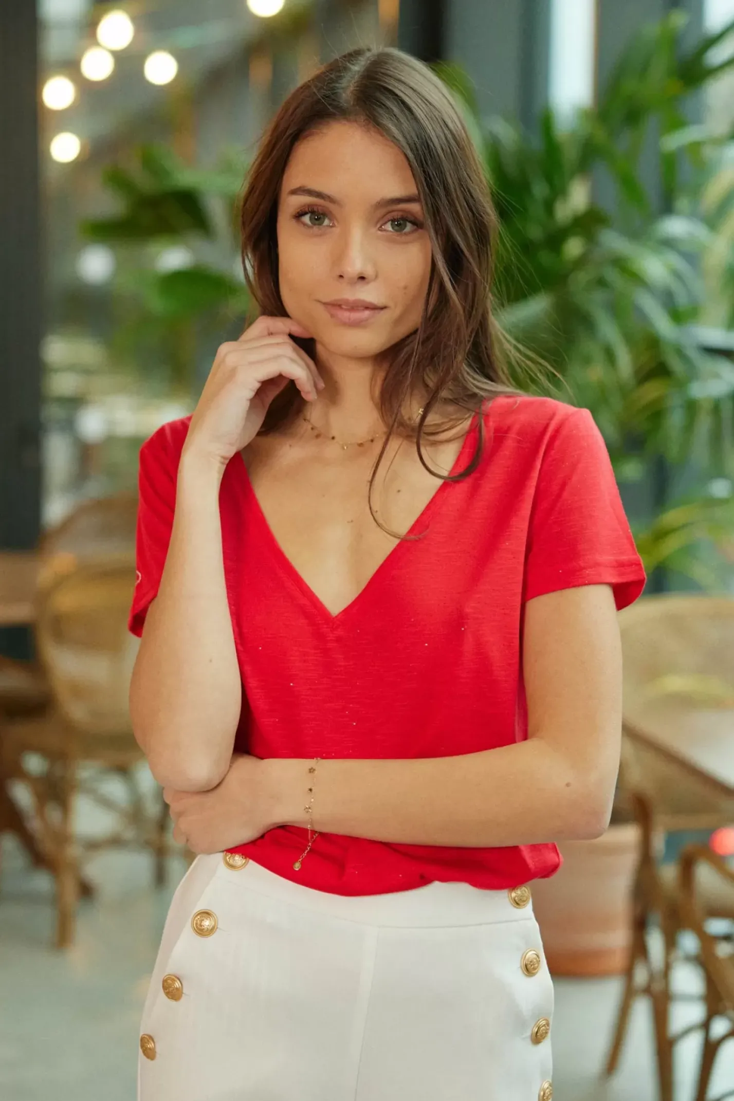LA PETITE ÉTOILE Tops|T-Shirt Elvie Rouge