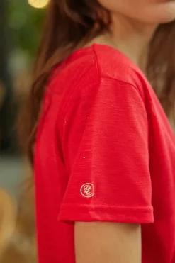 LA PETITE ÉTOILE Tops|T-Shirt Elvie Rouge