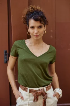 LA PETITE ÉTOILE Tops|T-Shirt Elvie Kaki