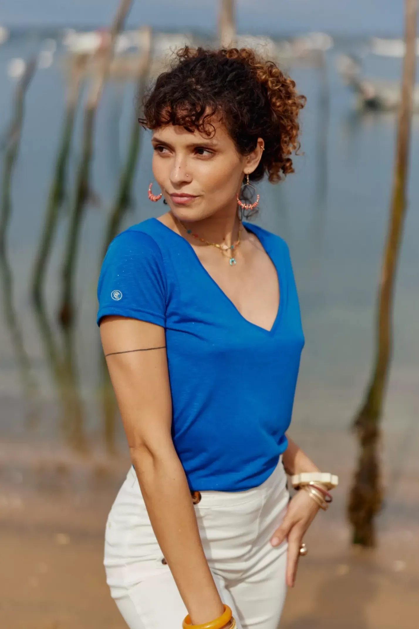 LA PETITE ÉTOILE Tops|T-Shirt Elvie Bleu