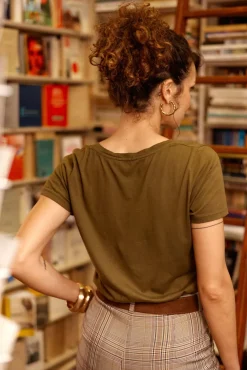LA PETITE ÉTOILE Tops|T-Shirt Enjoy Kaki