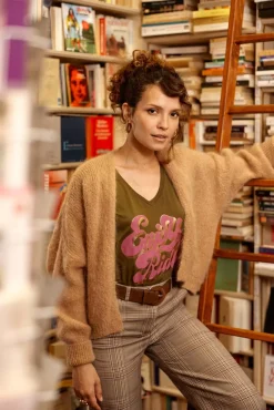 LA PETITE ÉTOILE Tops|T-Shirt Enjoy Kaki