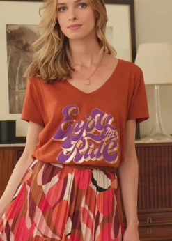 LA PETITE ÉTOILE Tops|T-Shirt Enjoy Caramel