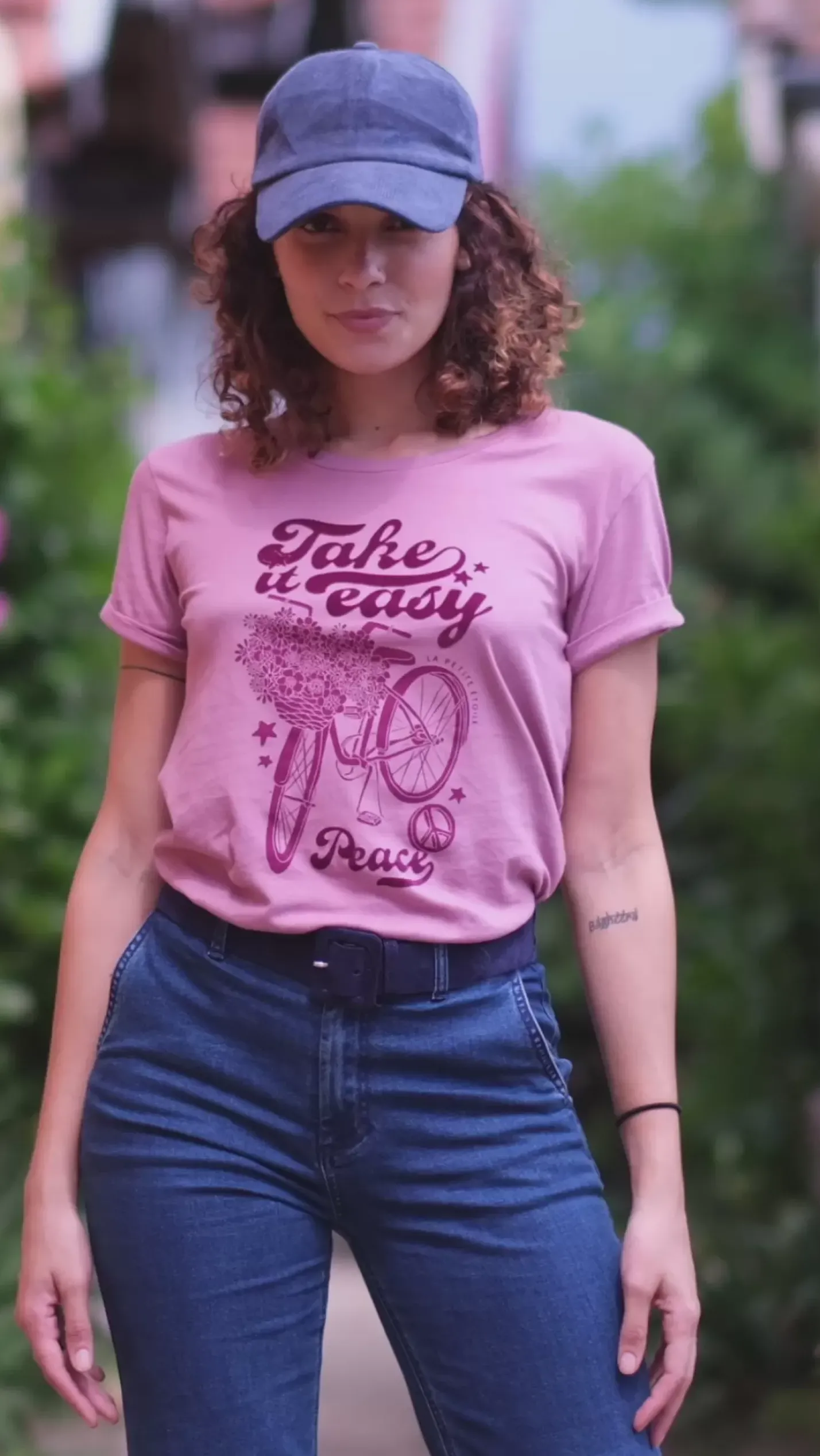 LA PETITE ÉTOILE Tops|T-Shirt Peace Vieux Rose