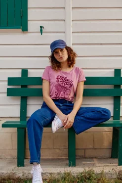 LA PETITE ÉTOILE Tops|T-Shirt Peace Vieux Rose