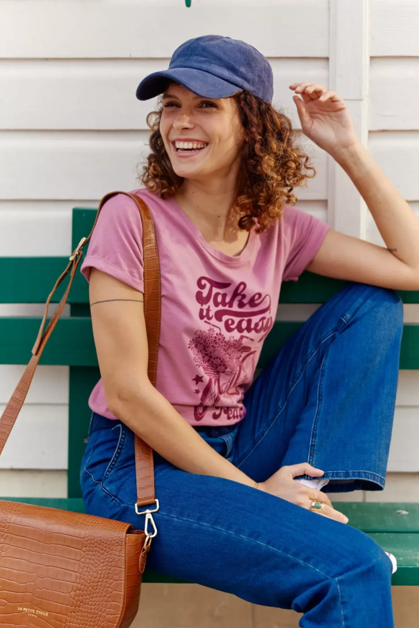 LA PETITE ÉTOILE Tops|T-Shirt Peace Vieux Rose