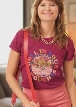 LA PETITE ÉTOILE Tops|T-Shirt Roll-In Framboise