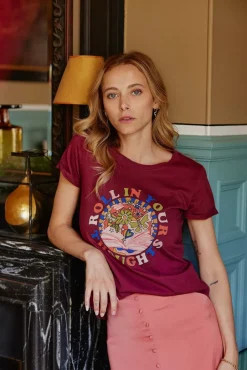 LA PETITE ÉTOILE Tops|T-Shirt Roll-In Framboise