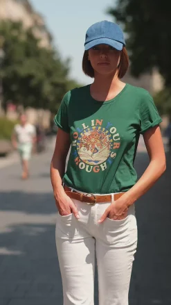 LA PETITE ÉTOILE Tops|T-Shirt Roll-In Vert