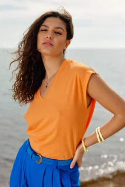 LA PETITE ÉTOILE Tops|T-Shirt Safia Orange