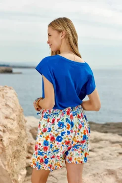 LA PETITE ÉTOILE Tops|T-Shirt Safia Bleu Royal