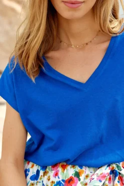 LA PETITE ÉTOILE Tops|T-Shirt Safia Bleu Royal