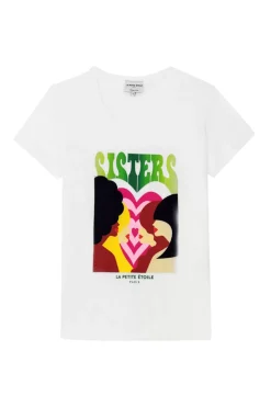 LA PETITE ÉTOILE Tops|T-Shirt Soeurettes Blanc